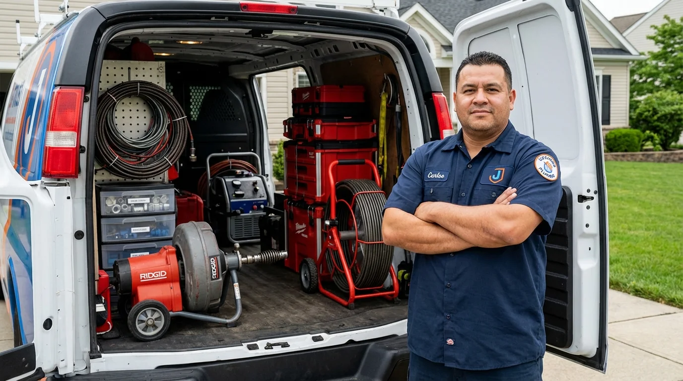 Professional drain cleaning equipment and Johns Plumbing LLC plumber in Glenn Dale