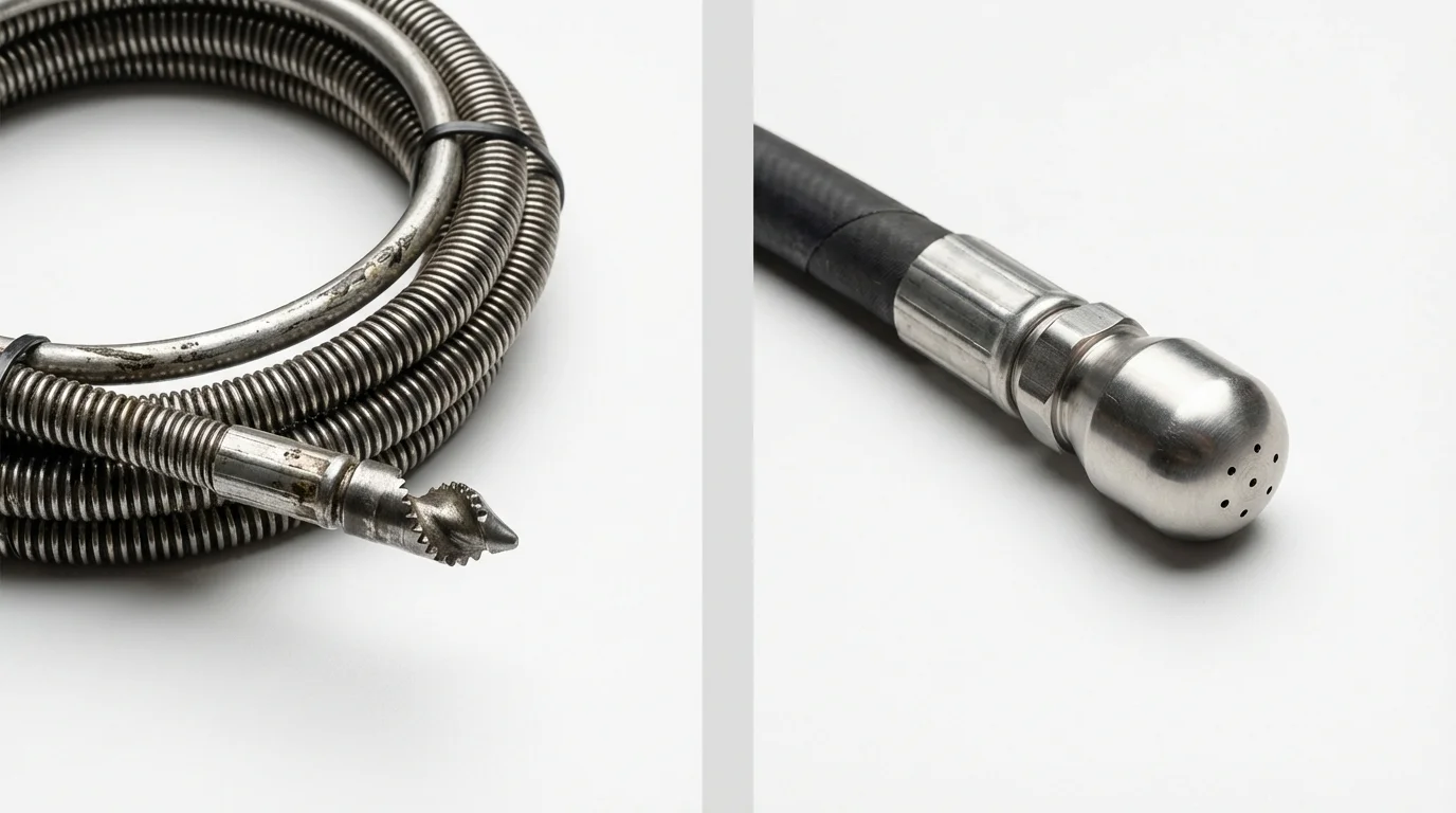 Drain snake cable and hydro jetting nozzle used for drain cleaning in Glenn Dale, MD