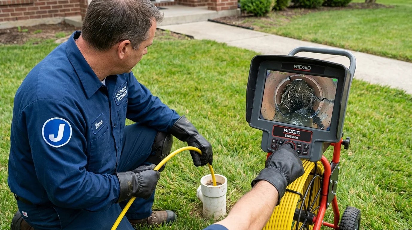 Sewer camera inspection being performed by Johns Plumbing LLC in Glenn Dale